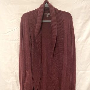 Barefoot Dreams Cozychic Lite Circle Cardigan Sweater, Maroon - Size XL
